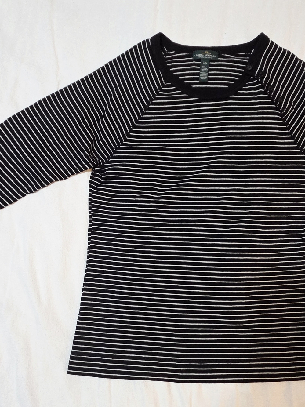 Lauren Ralph Lauren Black & White Stripe Raglan Top